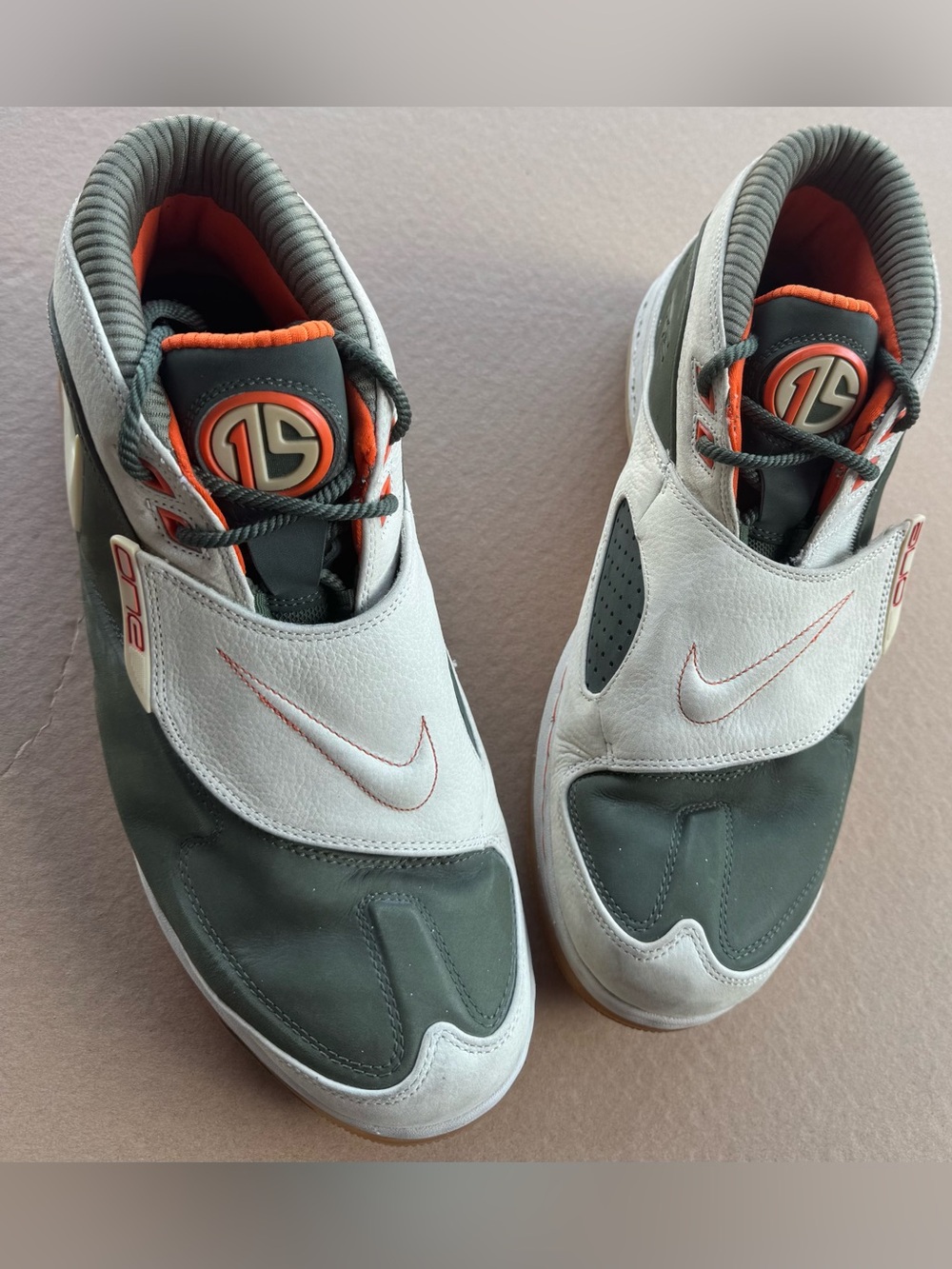 Vintage 2007 Nike Air Force STAT Amare Stoudemire Olive Orange 13.5 Clean Bubble
